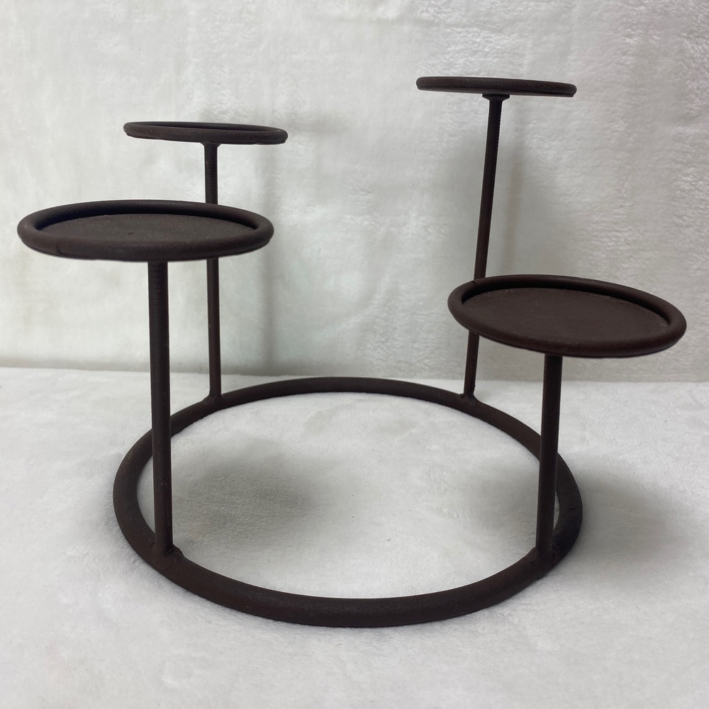 Advent Pillar Candle Holder Black Metal 4-Tier‎ Stand Rustic Farmhouse Brutalist